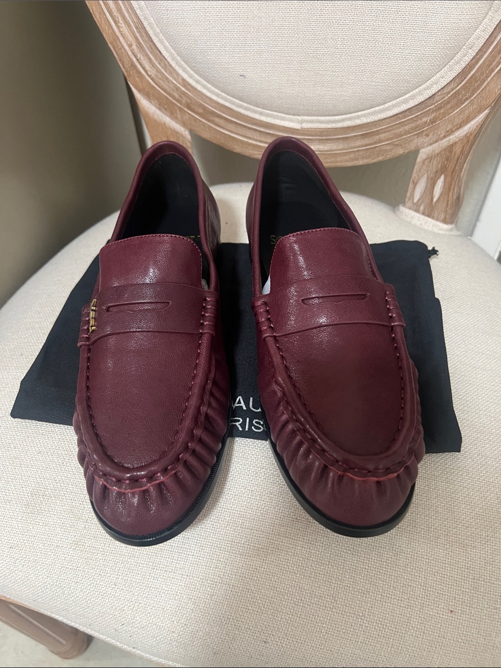 Men's Burgundy Leather Penny Loafers